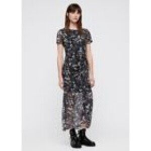 Allsaints Floral Maxi Dress Old Money Ruche Waist Peasant Cottagecore Prairie  8